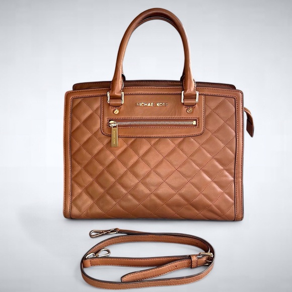 MICHAEL Michael Kors Brown Quilted Leather Selma Satchel - Picture 1 of 11